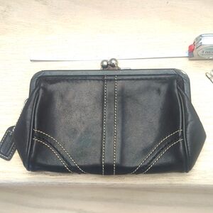 Coach Clutch, Silver snap closure and details.